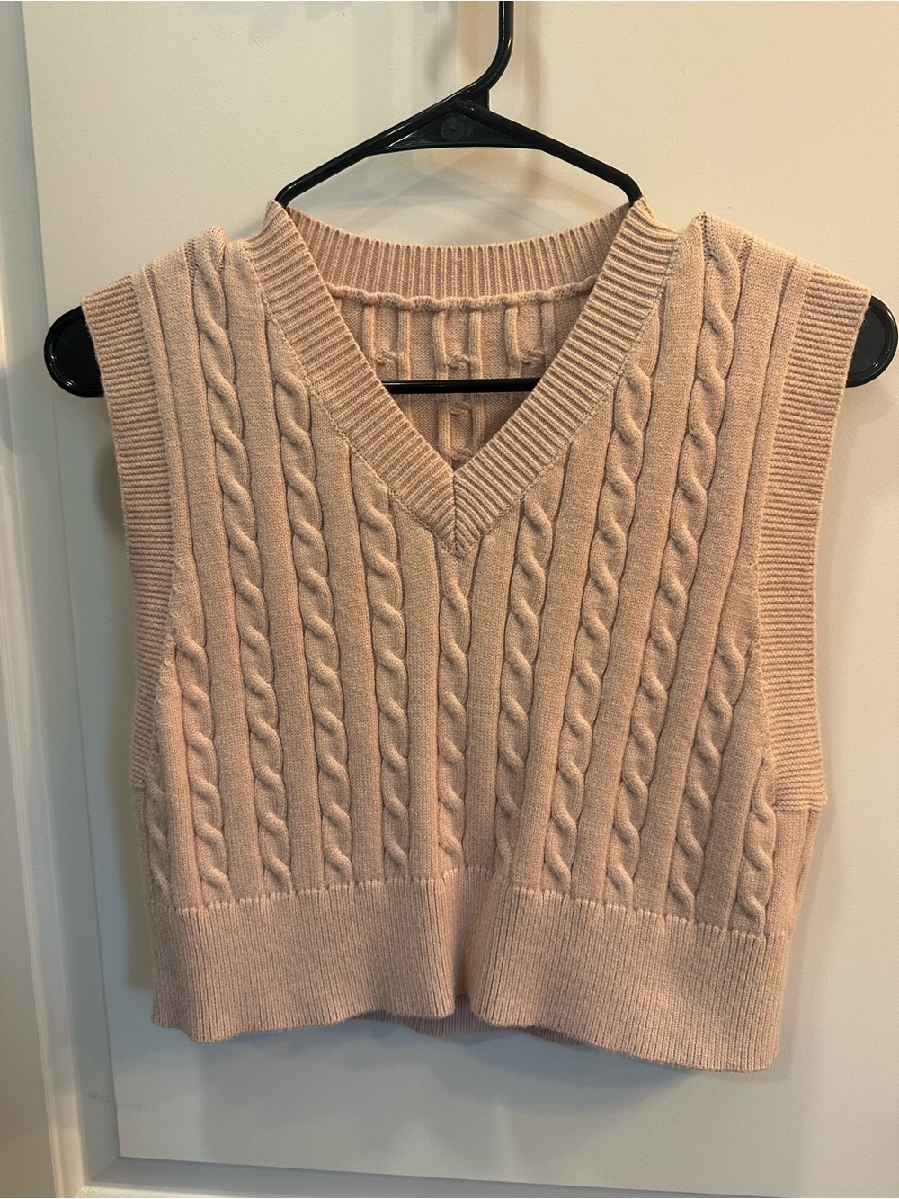 Amazon Cable Knit V-Neck Sweater Vest in Blush Pink